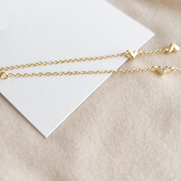 Kendra Scott Haven Heart Strand Necklace, Gold White Crystal - Picture 4 of 4
